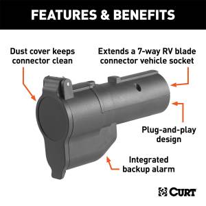 CURT - CURT 7-Way RV Blade Electrical Adapter w/Backup Alarm 57727 - Image 2