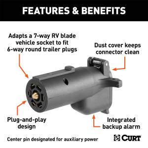 CURT - CURT 7-Way Round RV To 6-Way Round Adapter 57726 - Image 2