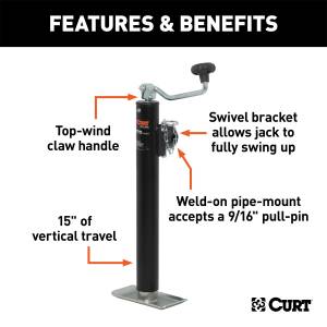 CURT - CURT Pipe Mount Swivel Jack 28322 - Image 2