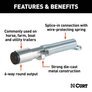 CURT - CURT 6-Way Round Connector Plug w/Spring 58082 - Image 2
