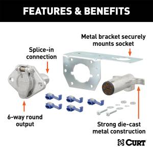 CURT - CURT 6-Way Round Connector Plug and Socket Kit 58093 - Image 2