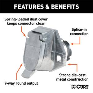 CURT - CURT 7-Way Round Connector Socket 58170 - Image 2
