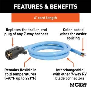CURT - CURT 7-Way Round RV Blade Wiring Connector 56611 - Image 2