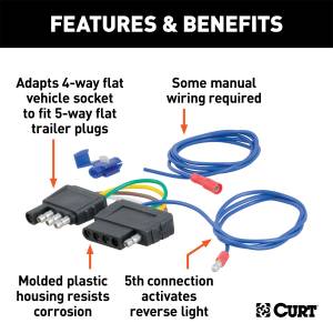 CURT - CURT 4-Way Round To 5-Way Flat Wiring Adapter 57187 - Image 2