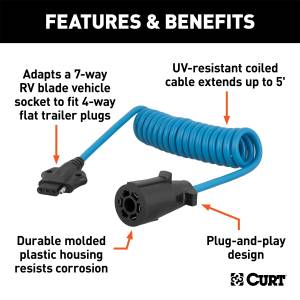 CURT - CURT 7-Way RV Blade Vehicle Adapter To 4-Way Flat Trailer Plug 57271 - Image 2