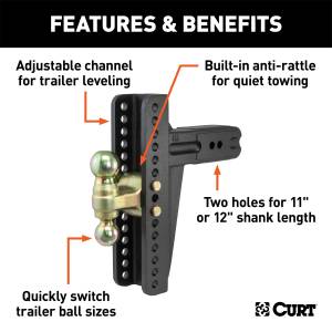 CURT - CURT Adjustable Channel Ball Mount 45928 - Image 2