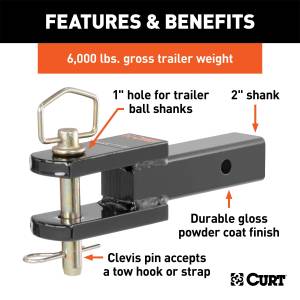 CURT - CURT Clevis Pin Ball Mount 45821 - Image 2
