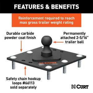 CURT - CURT Gooseneck Hitch Fixed Ball Plate 61100 - Image 3