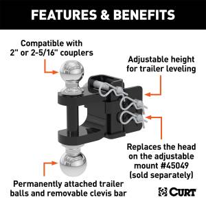 CURT - CURT Dual-Ball And Clevis Bar Mount 45008 - Image 2
