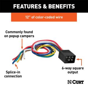 CURT - CURT 6-Way Square Connector Plug 58037 - Image 2