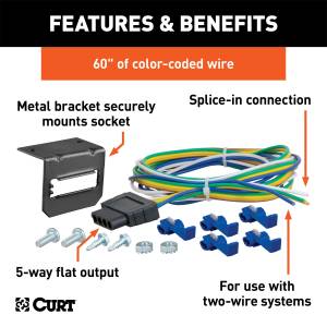 CURT - CURT 5-Way Flat Connector Plug and Socket 58545 - Image 2