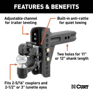 CURT - CURT Adjustable Channel Ball Mount 45908 - Image 3