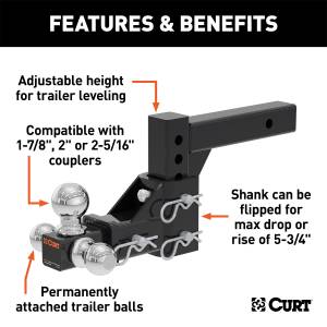 CURT - CURT Class III/IV Multi Ball Mount 45799 - Image 2