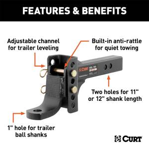 CURT - CURT Channel Style Adjustable Ball Mount Tongue 45901 - Image 2
