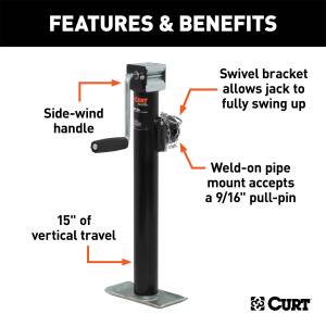 CURT - CURT Pipe Mount Swivel Jack 28324 - Image 2