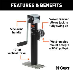 CURT - CURT Pipe Mount Swivel Jack 28354 - Image 2