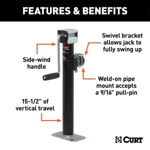 CURT - CURT Pipe Mount Swivel Jack 28358 - Image 2