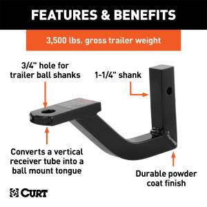 CURT - CURT Vertical Receiver Ball Mount 45507 - Image 2