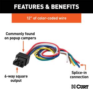 CURT - CURT 6-Way Square Connector Socket 58035 - Image 2