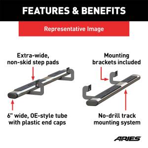 ARIES - ARIES The Standard 6 in. Oval Nerf Bar w/Mounting Brackets 4444002 - Image 5