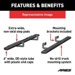 ARIES - ARIES The Standard 6 in. Oval Nerf Bar w/Mounting Brackets 4445003 - Image 5