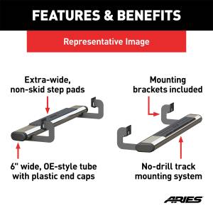 ARIES - ARIES The Standard 6 in. Oval Nerf Bar w/Mounting Brackets 4444006 - Image 3