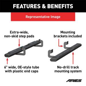 ARIES - ARIES The Standard 6 in. Oval Nerf Bar w/Mounting Brackets 4445007 - Image 3