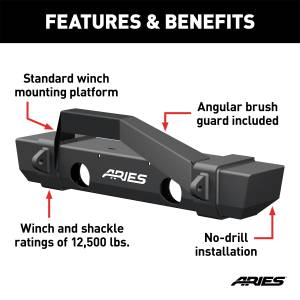 ARIES - ARIES TrailCrusher Front Bumper w/Brush Guard 2186000 - Image 5