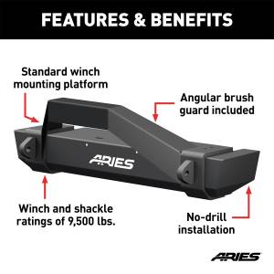 ARIES - ARIES TrailCrusher Front Bumper w/Brush Guard 2186001 - Image 4