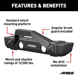 ARIES - ARIES TrailCrusher Front Bumper w/Brush Guard 2186002 - Image 2
