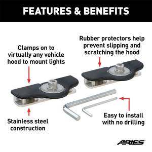 ARIES - ARIES Universal Clamp-On Hood LED Light Brackets 1110315 - Image 2