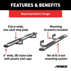 ARIES - ARIES The Standard 6 in. Oval Nerf Bar w/Mounting Brackets 4444003 - Image 5