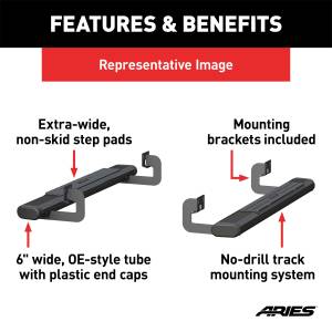 ARIES - ARIES The Standard 6 in. Oval Nerf Bar w/Mounting Brackets 4445006 - Image 5