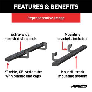 ARIES - ARIES The Standard 6 in. Oval Nerf Bar w/Mounting Brackets 4445013 - Image 5