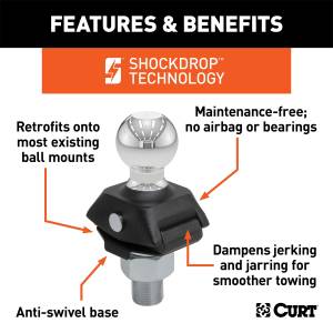 CURT - CURT RockerBall Adjustable Cushion Hitch Ball Mount 40249 - Image 3