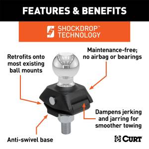 CURT - CURT RockerBall Adjustable Cushion Hitch Ball Mount 40246 - Image 3