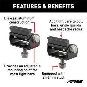 ARIES - ARIES Base-Mount Light Bar Bracket 1110312 - Image 2