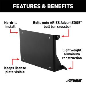 ARIES - ARIES AdvantEDGE Bull Bar License Plate Bracket 2169000 - Image 2