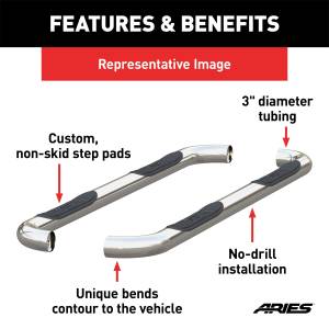 ARIES - ARIES Aries 3 in. Round Side Bars 205015-2 - Image 3