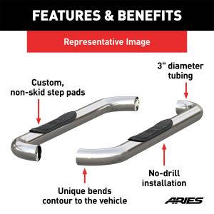 ARIES - ARIES Aries 3 in. Round Side Bars 205000-2 - Image 3