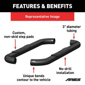 ARIES - ARIES Aries 3 in. Round Side Bars 205039 - Image 3
