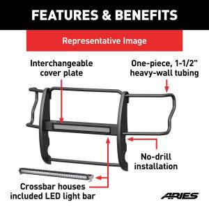 ARIES - ARIES Pro Series Grille Guard w/LED Light Bar 2170032 - Image 7
