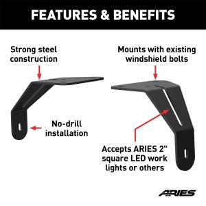 ARIES - ARIES Aries Windshield Hinge Light Brackets 1110313 - Image 3