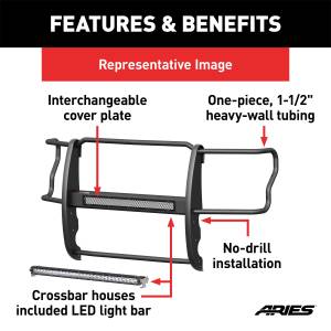 ARIES - ARIES Pro Series Grille Guard w/LED Light Bar 2170034 - Image 6